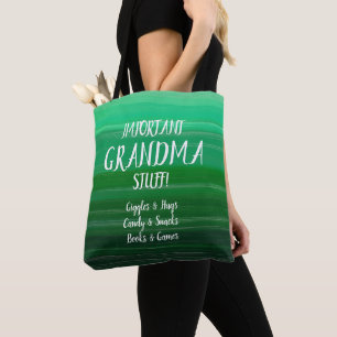 Change ALL Text & Grandmother Name Important Stuff Tote Bag
