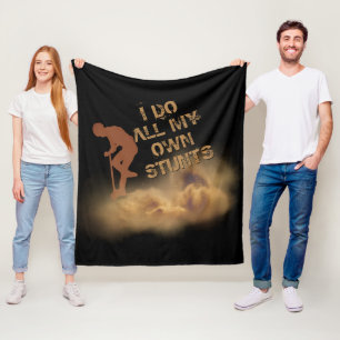 Change ALL Text I Do All My Own Stunts Scootering  Fleece Blanket