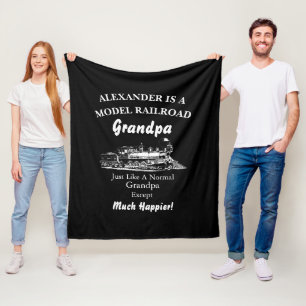 Change ALL Text - Model Railroad - Much Happier!   Fleece Blanket