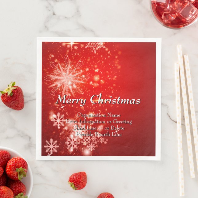 Change ALL Text Organisation Christmas Party Napkin (Insitu)