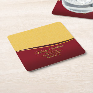 Change ALL Text Organisation Christmas Party Square Paper Coaster
