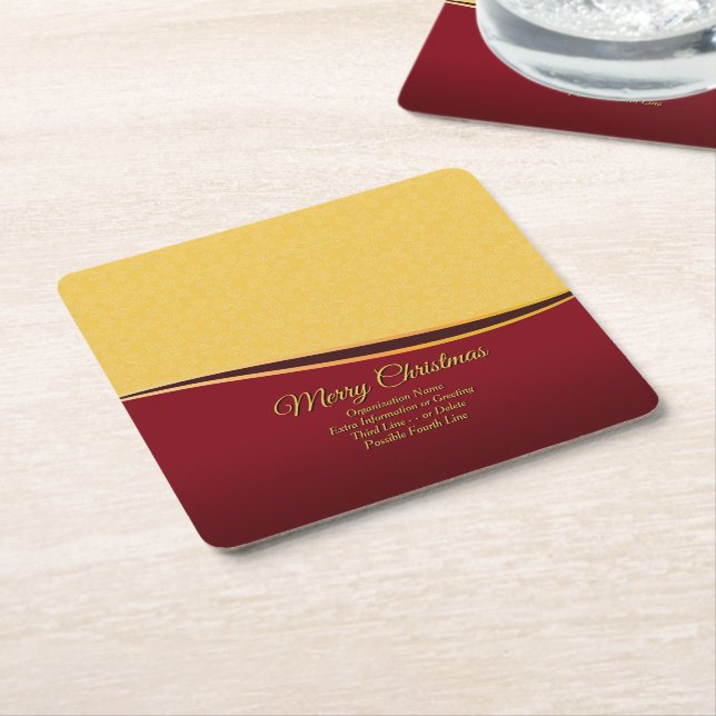 Change ALL Text Organisation Christmas Party Square Paper Coaster (Angled)