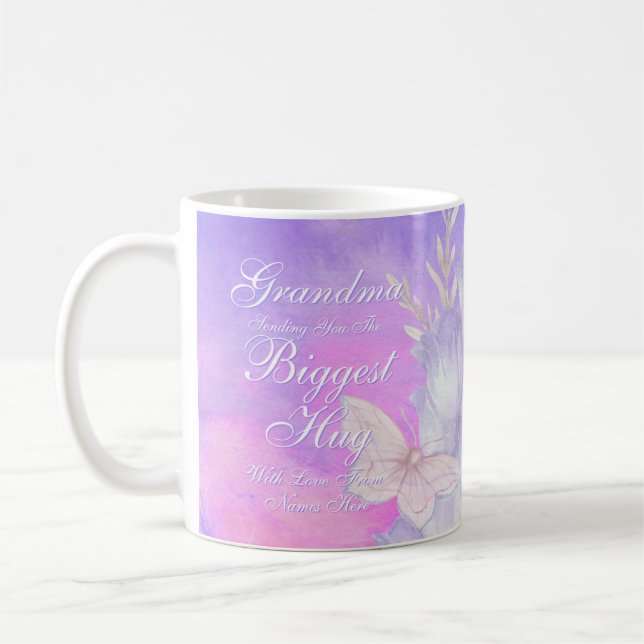 Change ALL TEXT  Send Biggest Hug for Mum Grandma  Coffee Mug (Left)