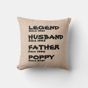 Change ANY Name Date Legend Husband Father Grand Cushion