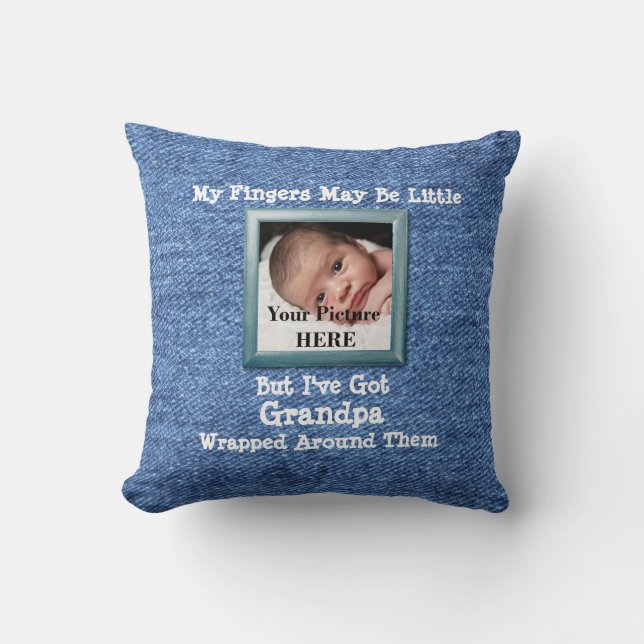 Change Any Text Customise Photo Grandpa Wrapped Cushion (Front)