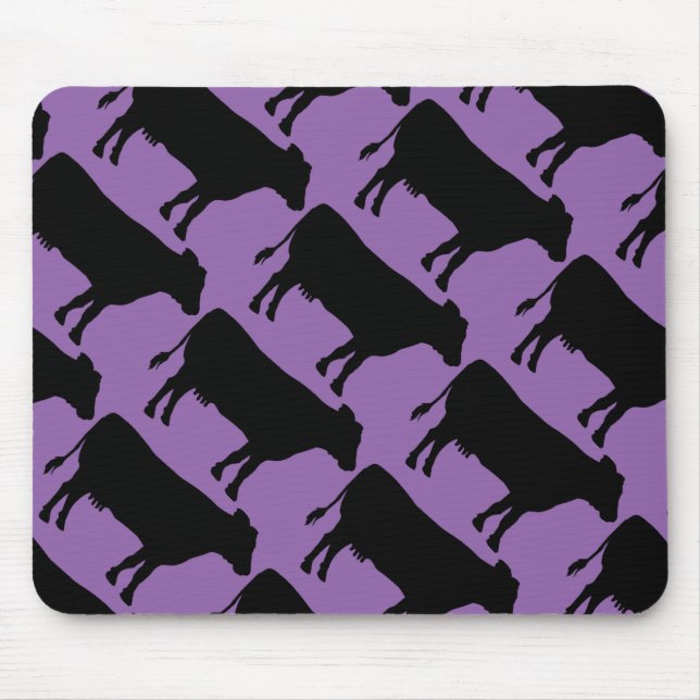 Change Background Black Cow Mouse Mat (Front)