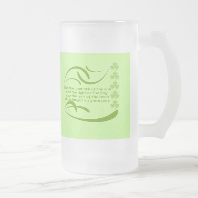 Change background colour-Irish Blessing Frosted Glass Beer Mug (Right)
