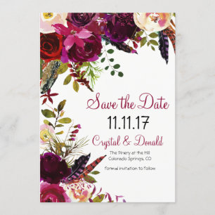 CHANGE COLOR - Floral Save the Date Invitation