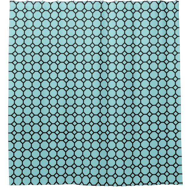 Change Colour! Modern Circles Shape Pattern in Blu Shower Curtain (Front)
