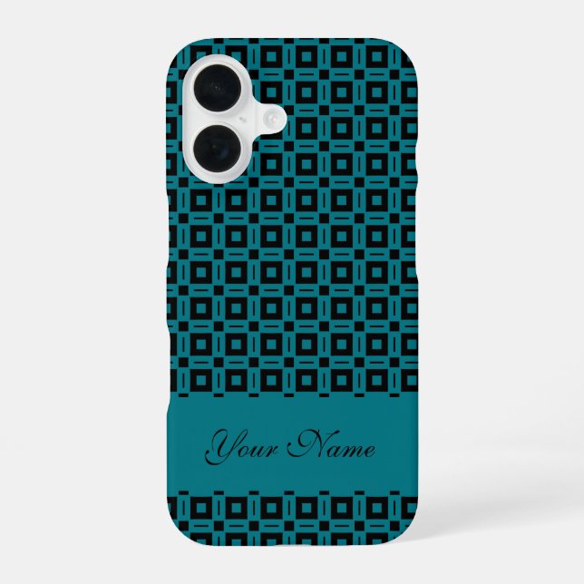 Change Colours! Funky Retro Squares Dots Pattern iPhone 16 Case (Back)