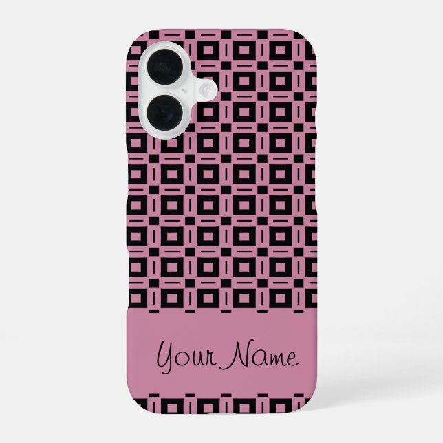 Change Colours! Funky Retro Squares Dots Pattern iPhone 16 Case (Back)