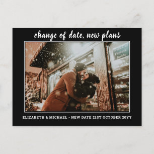 Change Date New Plans BUDGET Photo Wedding Postcard