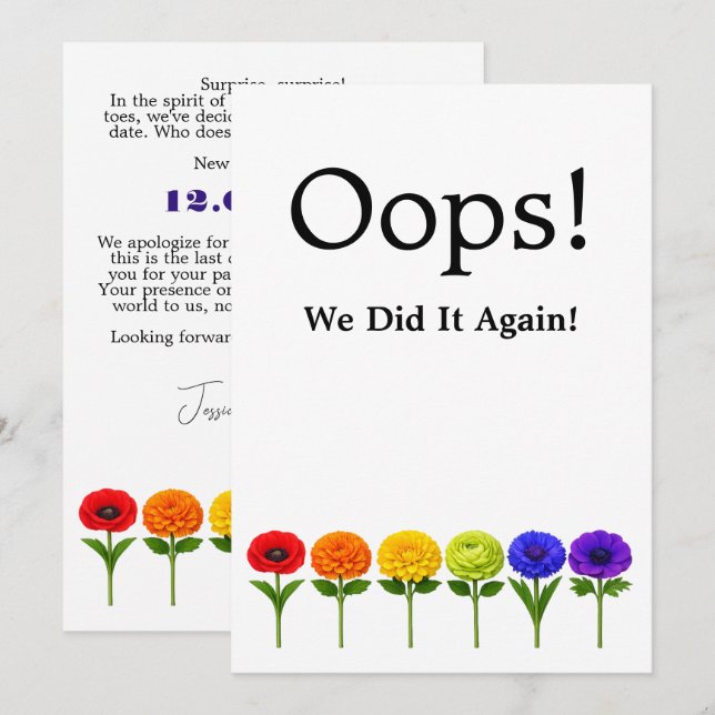 Change Date - OOOOPS 🌈 Flourish Together Save The Date (Front/Back)