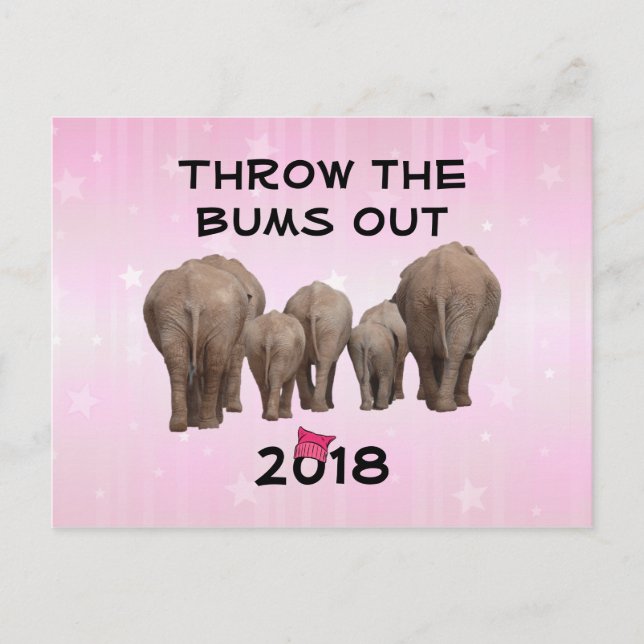 Change Date to 2020 Pink Hat Throw the Bums Out Postcard (Front)