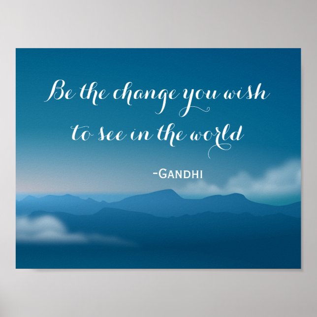 Change Gandhi quote mountains poster (Front)