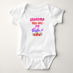 Change Grandma Name You Are My Bestie Flowers  Baby Bodysuit
