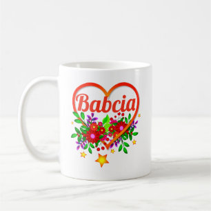 Change Grandmother Name -  Babcia Heart & Flowers Coffee Mug
