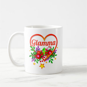 Change Grandmother Name - Glamma Heart & Flowers C Coffee Mug