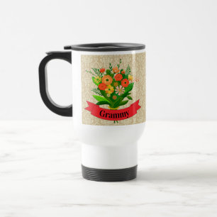 Change Grandmother Name Grammy Nana Grandma Flower Travel Mug