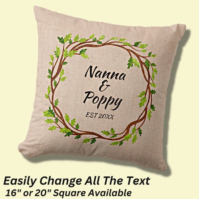 Change Grandparent Names Est 20XX Baby Announce Cushion (Creator Uploaded)