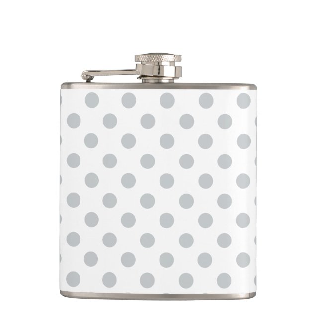 Change Grey Polka Dots Any Colour Click Customise Hip Flask (Front)