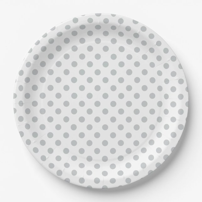 Change Grey Polka Dots Any Colour Click Customise Paper Plate (Front)