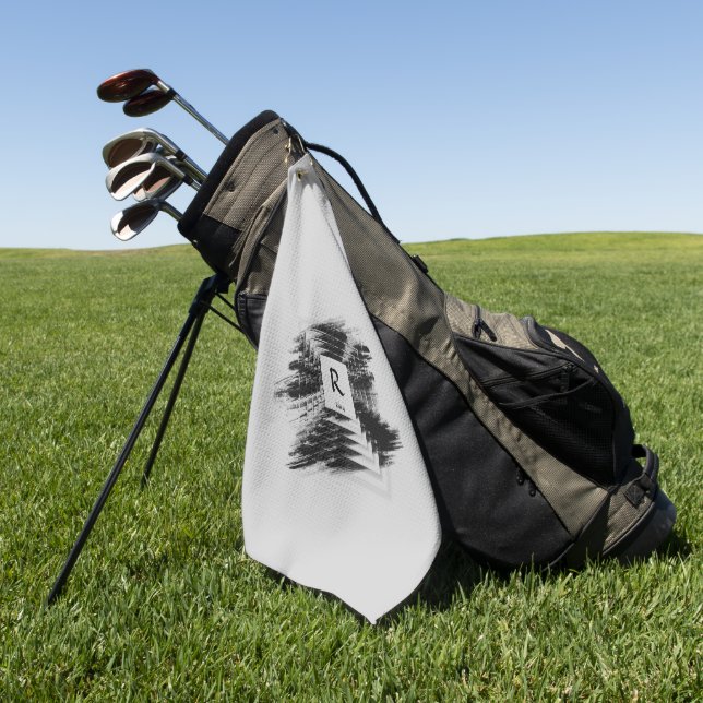 Change Initial, Add (delete) Name, Black Brush     Golf Towel (Green)