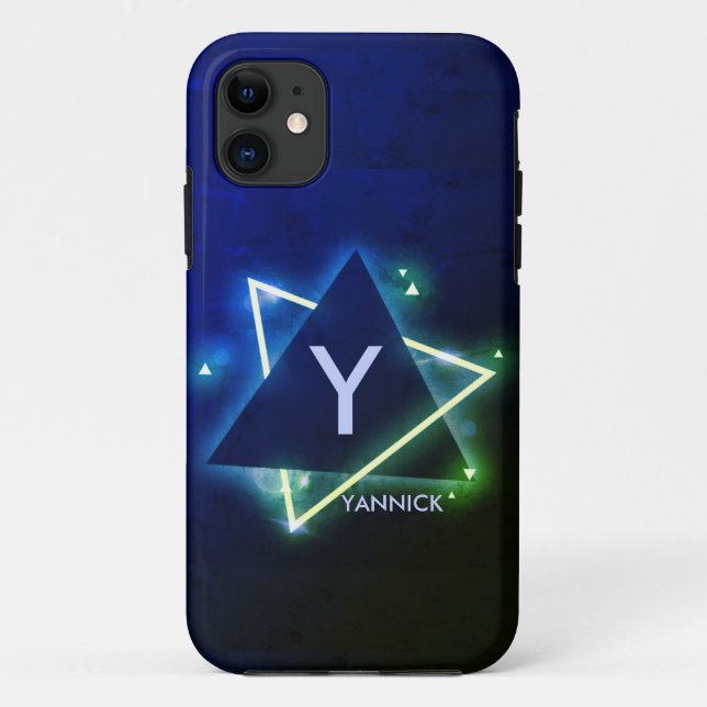 Change Initial, Add (delete) Name Blue Green Space Case-Mate iPhone Case (Back)