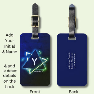 Change Initial, Add (delete) Name Blue Green Space Luggage Tag