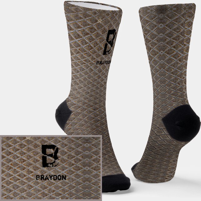 Change Initial, Add (delete) Name, Chequered Plate Socks (Creator Uploaded)