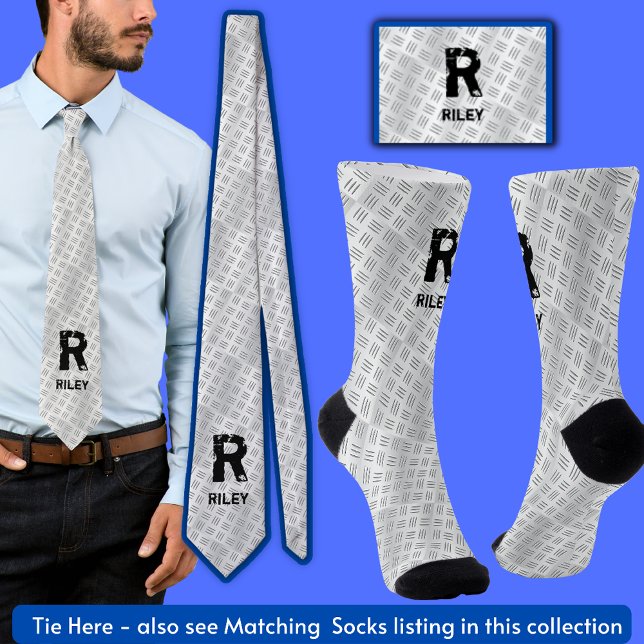 Change Initial, Add (delete) Name, Chequered plate Tie (Creator Uploaded)