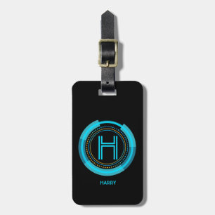 Change Initial, Add (delete) Name, Futuristic Tech Luggage Tag