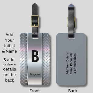 Change Initial Add (delete) Name Metal Shine Look Luggage Tag