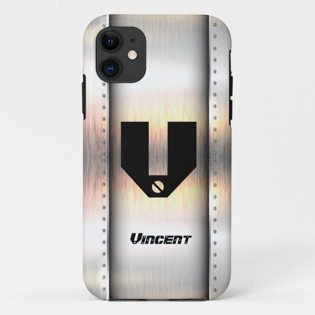 Change Initial, Add (delete) Name, Metal Strips Case-Mate iPhone Case (Back)