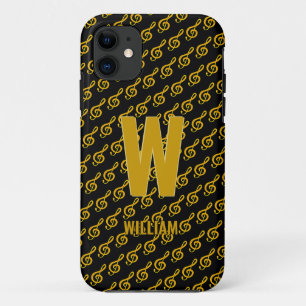 Change Initial, Add (delete) Name, Music Treble iPhone 11 Case