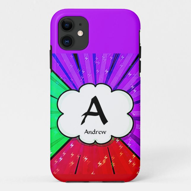 Change Initial, Add (delete) Name, Pop Art Cloud  Case-Mate iPhone Case (Back)