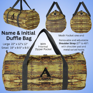 Change Initial, Add (delete) Name Rusty Metal Look Duffle Bag