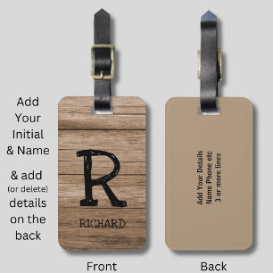 Change Initial, Add (delete) Name, Wood Wall Board Luggage Tag