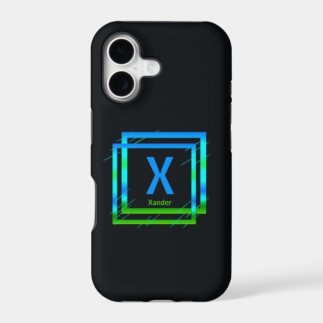 Change Initial Add Name Blue Green Squares (Back)