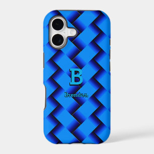 Change Initial Add Name Blue Metallic Strip Weave
