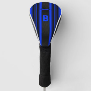 Change Initial Add Name Blue on Black Stripes      Golf Head Cover