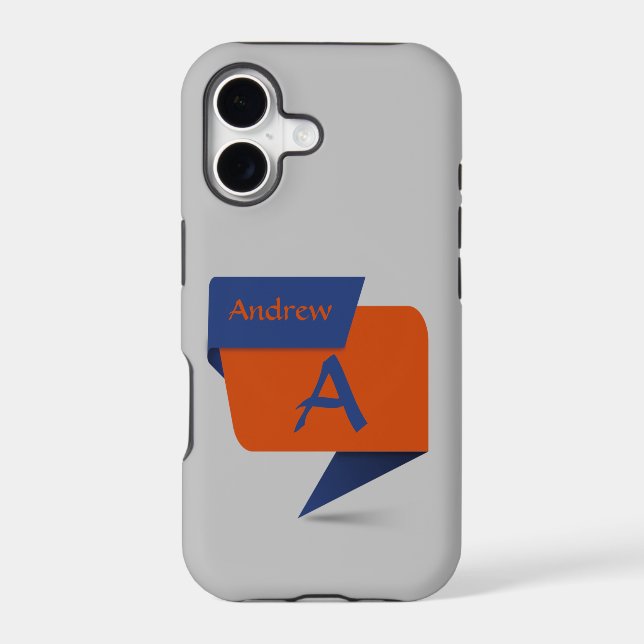Change Initial Add Name Blue Orange Squares Banner (Back)