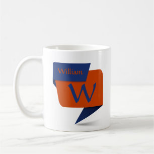 Change Initial Add Name  Blue Orange - W X Y Z  Coffee Mug