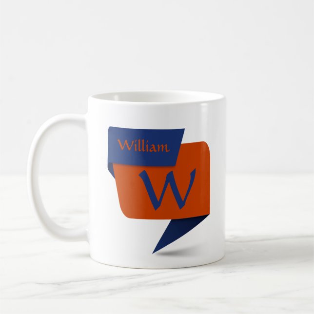 Change Initial Add Name  Blue Orange - W X Y Z  Coffee Mug (Left)