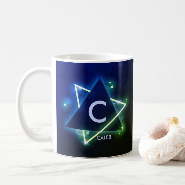Change Initial Add Name Blue Space Angle A B C D Coffee Mug (With Donut)