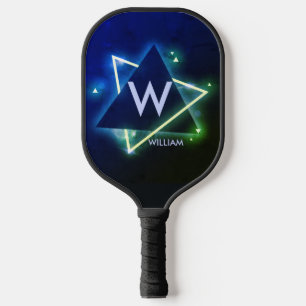 Change Initial Add Name Blue Space Triangles Pickleball Paddle
