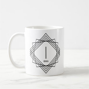 Change Initial Add Name Classic Geometric I J K L  Coffee Mug