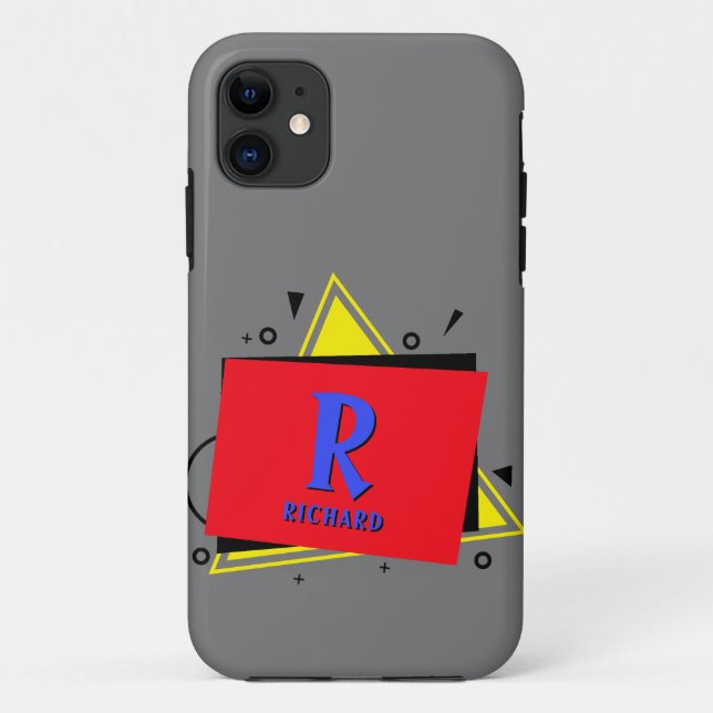 Change Initial Add Name Geometric Layers Colours Case-Mate iPhone Case (Back)