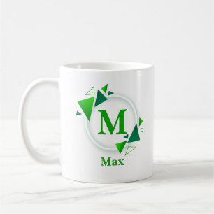 Change Initial Add Name Green White Circle M N O P Coffee Mug