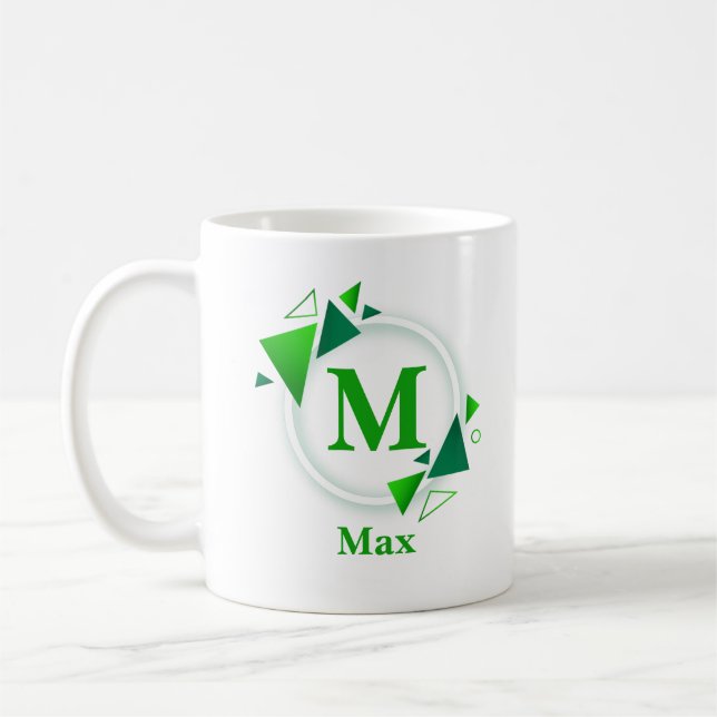 Change Initial Add Name Green White Circle M N O P Coffee Mug (Left)